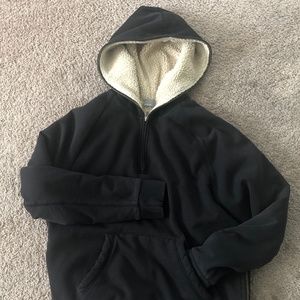 VINCE SHERPA LINED PULLOVER  HALF-ZIP HOODIE (SM)